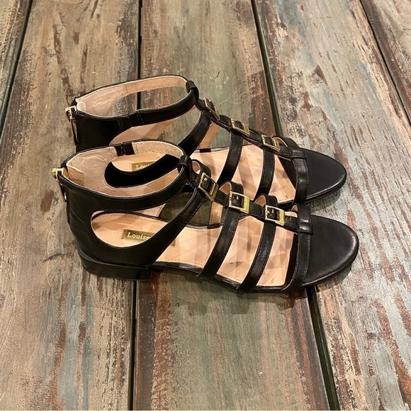Louise Et Cie Lo-Arely Gladiator Sandals Black Buckled Leather Strappy Zip Sz 5 - Picture 9 of 10